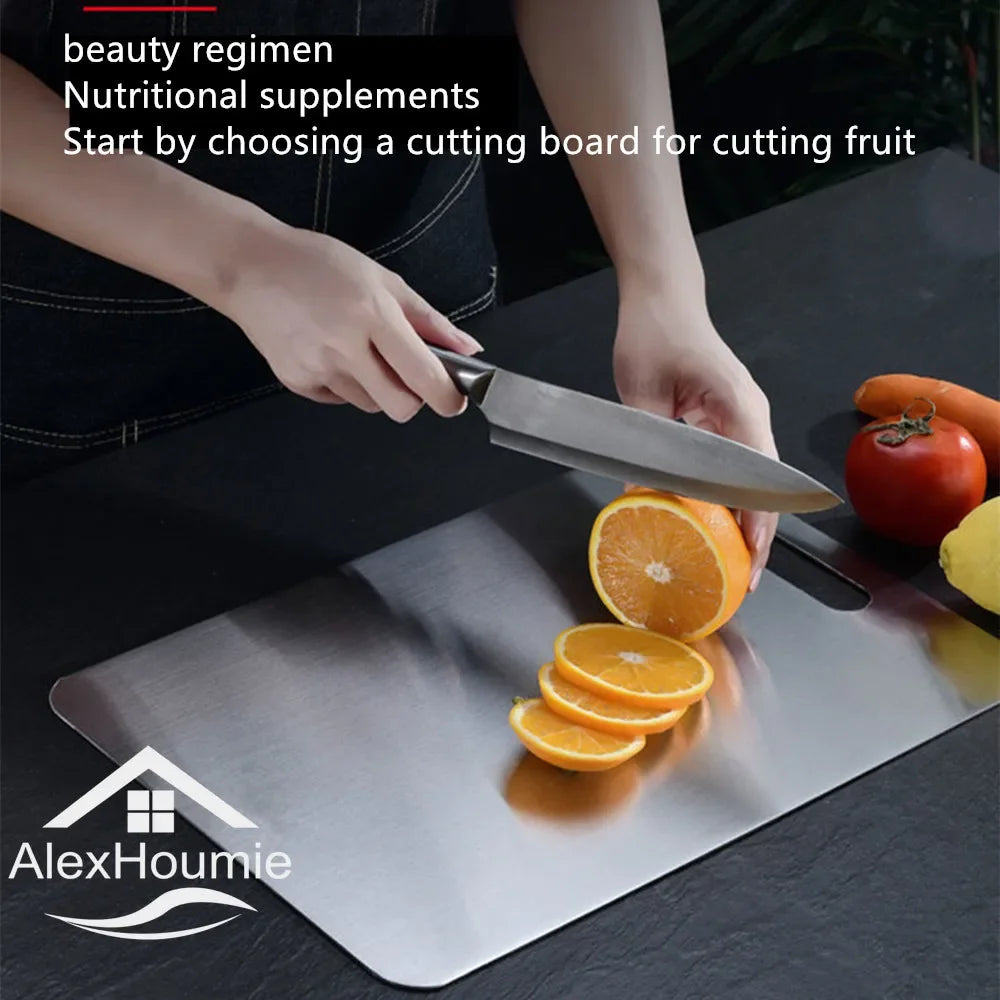 Premium Stainless Steel Chopping Board - Versatile Kitchen Essential for Preparing Dough, Fruits, and Meats